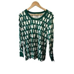 Hanna Andersson Green & White Christmas Tree Print Pajama Shirt Size XXL